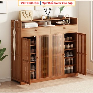 Tủ Giày Dép Gỗ Tre Dẻo Dai Chắc Chắn, Tủ Giày Phòng Khách Lắp Ghép Thông Minh, Kệ Để Dép Nhiều Tầng Decor Đẹp Sang Trọng