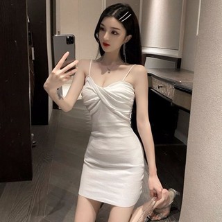 Ummer Đầm dệt kim gợi cảm thời trang phong cách mới, xếp ly bên trong, Quần áo nữ mỏng không đều