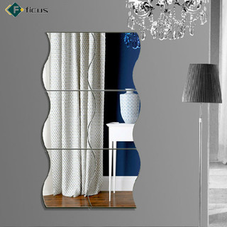 Sẵn sàng! 6 Miếng Dán Tường Sóng 3D Gương Chống Thấm Nước Có Thể Tháo Rời Dán Cho Trang Trí Tường Phòng