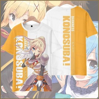 Qy KonoSuba Thần Phước Lành Trên Thế Giới Tuyệt Vời Megumin Aqua Kazuma Satou Cosplay Vải 3D Áo Thun Tay Ngắn