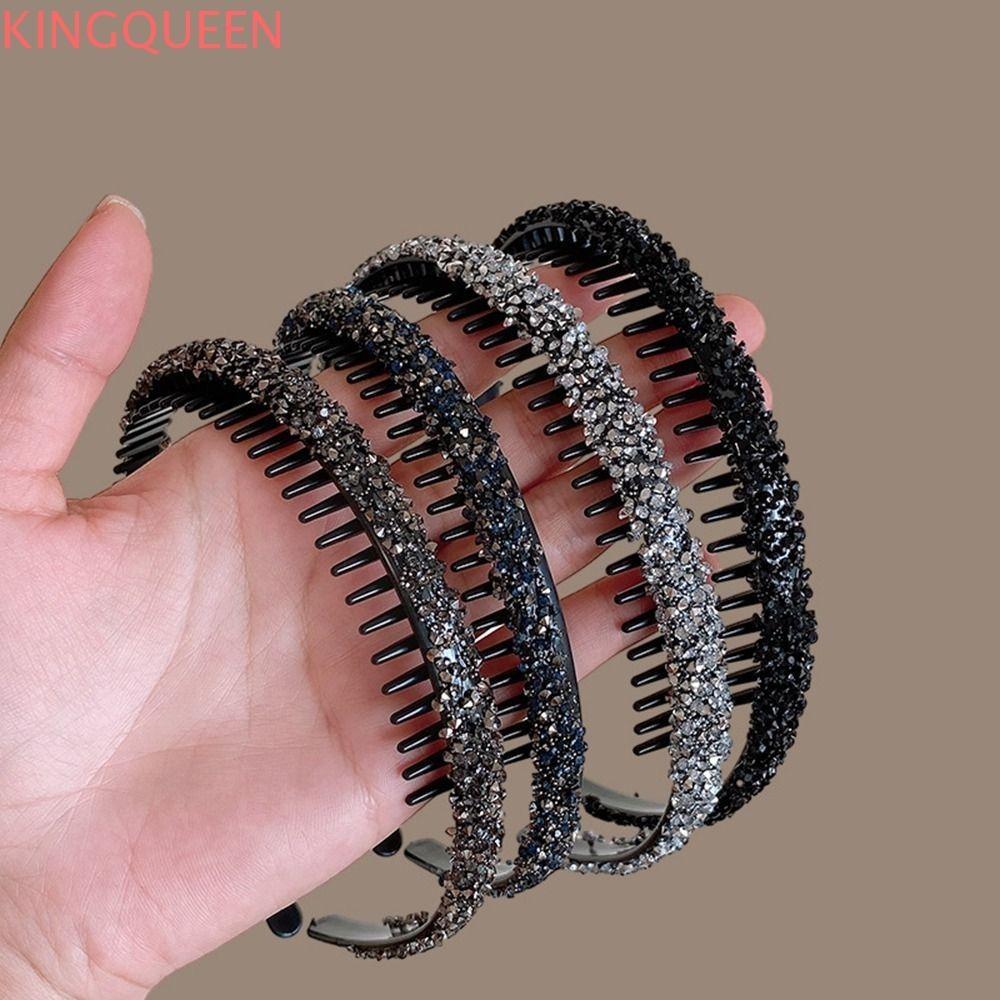Băng đô kim cương giả KINGQUEEN, Nhựa có băng đô có răng, Rửa mặt phong cách Hàn Quốc dễ thương Trang điểm tóc Hoop Nam