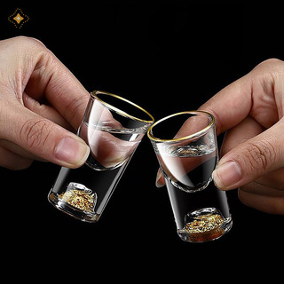 Jcsyfac Thủy Tinh Pha Lê Vodka Thủy Tinh Sake Shochu Thanh Thủy Tinh Rượu Mùi Đôi Đáy Vàng Lá Thủy Tinh Trà Quà Tặng Cao Cấp Rượu Cứng Mới
