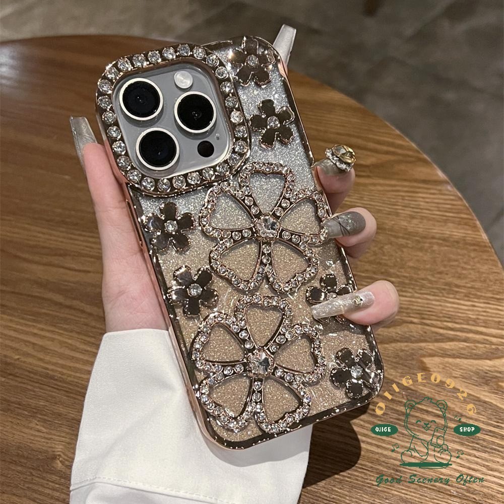 Lấp Lánh Kim Cương 3D Hoa Ốp Lưng Điện Thoại iphone15 Pro Max 14 13 12 11 Vỏ Cho iPhone Vỏ Mềm TPU Silicon Vỏ Bảo Vệ Toàn Diện Chống Sốc
