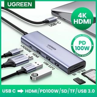 Hub type-c ugreen 6in1 usb-c to hdmi 60384 15214 chính hãng cm195