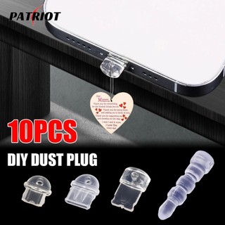 [Patrio] 10-1 CÁI Nút cắm bụi DIY Tương thích cho cổng sạc IPhone Type C Micro USB Nút chống bụi trong suốt Nút chặn tai nghe 3,5 mm Nút chặn phích cắm chống bụi