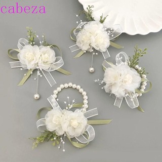 Cabeza Cổ Tay Corsage, Ruy Băng Kim Cương Giả Phù Dâu Cổ Tay Hoa, Vòng Tay Tiệc Nhảy Múa Hoa Nhân Tạo Tinh Tế Vòng Tay Hoa Cưới Bé Gái