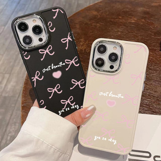 Ốp Điện Thoại Mềm Nơ Và Tình Yêu Cặp Đôi Màu Hồng Tương Thích Cho IPhone 12 11 15 14 13 Pro XS Max X XR 8 Plus 7 Vỏ TPU Nút Độc Lập Bảo Vệ Vỏ Chống Sốc Bảo Vệ Camera