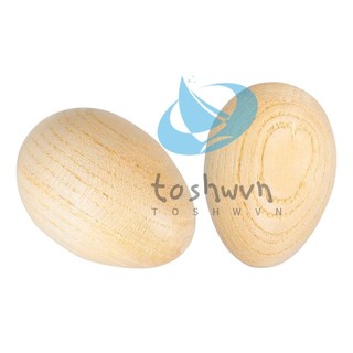 Gỗ maracas trứng bình lắc nhạc cụ gõ trứng 2 chiếc màu be