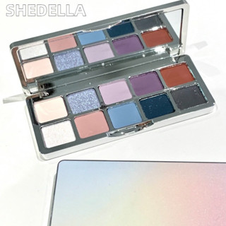 SHEDELLA Bảng Phấn Mắt Mười Màu Matte Pearlescent Màu Dài Kim Sa Lấp Lánh Xanh