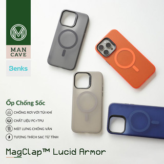 Ốp lưng cao cấp benks lucid armor viền tpu mềm chống sốc mặt lưng pc chống vân tay cho ip 15 pro max