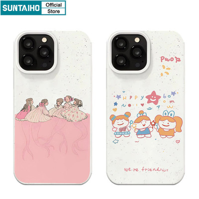 Suntaiho Thời Trang Dễ Thương Vỏ Điện Thoại Họa Tiết Cô Gái Hoạt Hình Cho Iphone 11 12 13 14 15 16 Pro Max IP 7 8 Plus Iphon X Xs XR Xs Max Silicon Mềm Cao Cấp Chống Sốc Ốp Lưng