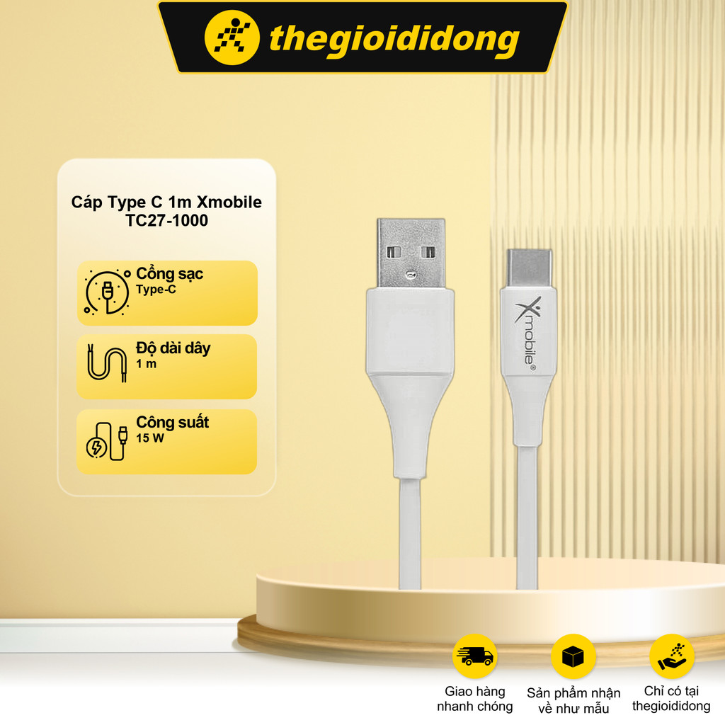 Cáp Type C 1m Xmobile TC27-1000 Trắng