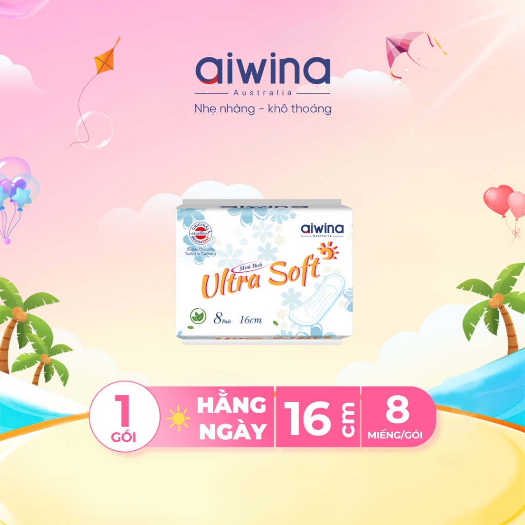 Băng vệ sinh Aiwina siêu mềm hằng ngày 16cm gói 8 miếng