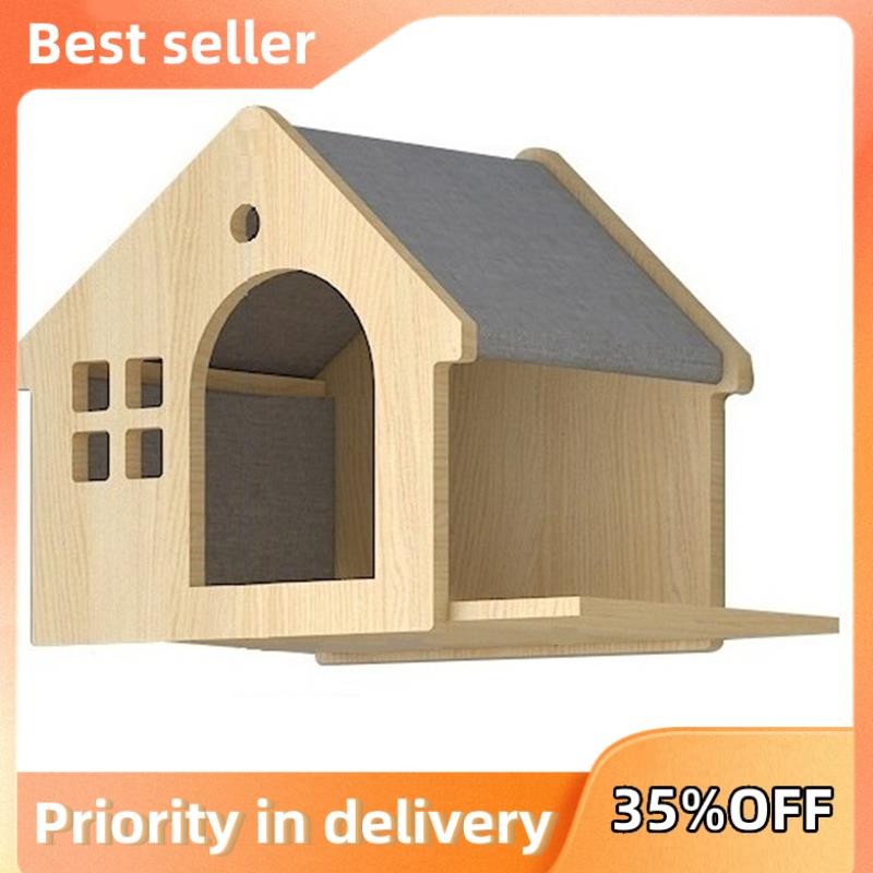 Giường mèo Villa, Giường mèo loại tường, Kệ treo tường mèo bằng gỗ nguyên khối nhỏ