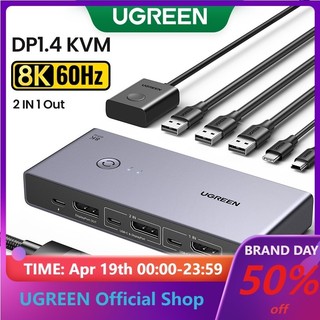 Ugreen Bộ Chuyển Đổi Nguồn Điện 8K 60Hz DP1.4 KVM KVM 2 Trong 1 + 3 * USB-A + 3 * USB-C + 1 mini USB Hỗ Trợ 3D HDR, EDID, 2 Thiết Bị Share 1