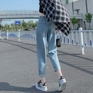 Xuân Thu Quần Jean Nữ Mắt Cá Chân Dài Phong Cách Mới Cao Cấp Rời Ôm Hơn Nhìn Mỏng Phong Cách Thẳng Rộng Chân Da