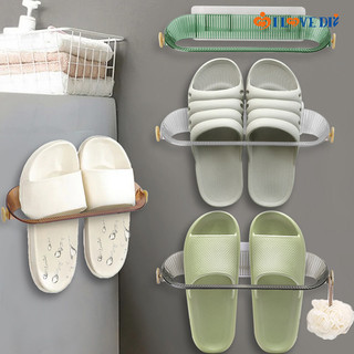 Creative Wall Mounted No Punching Plastic Towel Stand Living Room Space Saving Shoes Rack Bathroom Portable Slipper Draining Holder