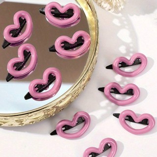 Kẹp tóc mái hình trái tim LAGU màu hồng pastel dễ thương cặp bấm mái nữ đẹp vintage màu trơn