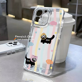 Tương thích cho IPhone 15 14 13 12 11 Pro Max 15 14 Plus X Xr Xs Max 7 8 Plus Cặp đôi chống nước trong suốt Vỏ điện thoại thời trang trong suốt hình mèo dễ thương Vỏ Silicon