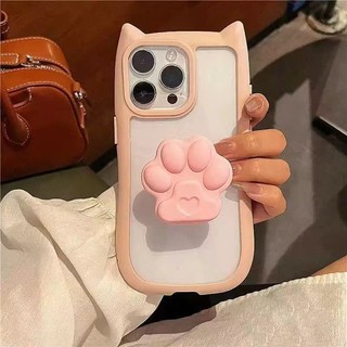 Ốp điện thoại silicon móng vuốt mèo dễ thương Vỏ điện thoại Acrylic trong suốt Thích hợp cho IPhone 11 12 13 14 15 Pro Max Vỏ chống sốc