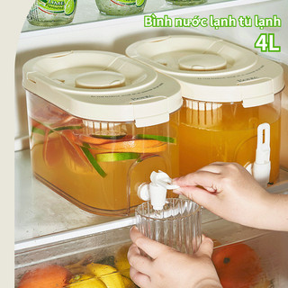 Bình nước tủ lạnh 4l có vòi chịu nhiệt độ cao, đựng nước ép, trái cây cao cấp tiện dụng,bình nước có vòi, bình đựng nước