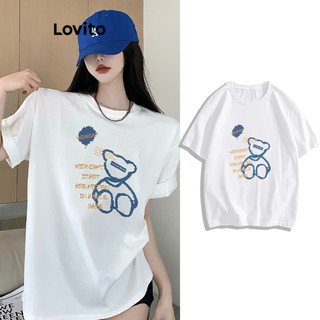 Áo thun Lovito họa tiết động vật phong cách thường ngày dành cho nữ LNE60412
