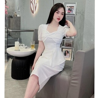 Váy công sở, váy body rúm eo vạt bèo siêu xinh