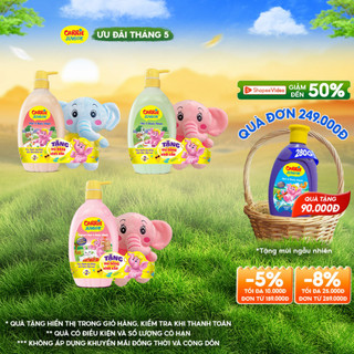 Chai Sữa Tắm Gội Carrie Junior Yoghurt 700g + Voi bông ngẫu nhiên