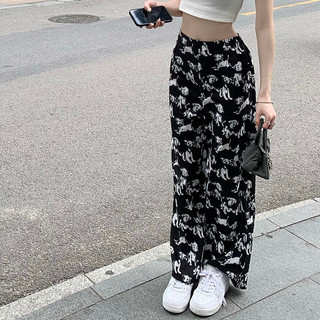 Mùa Hè Dễ Thương Và Vui Vẻ Chó Con Rời Cao Cấp Che Thịt Thể Hiện Giảm Béo Và Nhỏ Giọt Thẳng Ống Rộng Quần Thường Ngày Cho Nữ Hợp Thời Trang