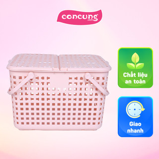 Giỏ xách quai giữa Nachi có nắp - Hồng nhạt