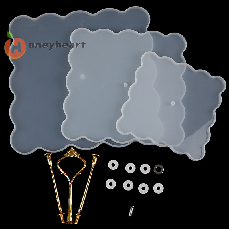 &lt; Honeyheart &gt; Khay 3 Lớp Khuôn Silicon DIY Nhựa Epoxy Coaster Khuôn Epoxy Khay Dụng Cụ Đẹp
