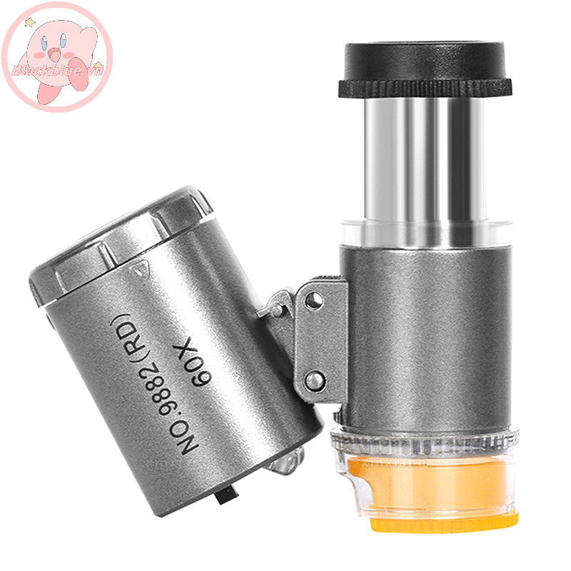 Bộ kính hiển vi bỏ túi Mini BBLUE 60x Kính hiển vi cầm tay chạy bằng kính hiển vi có đèn LED Kính hiển vi khoa học cho trẻ em.