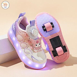 Coco baby Giày trượt patin hai bánh mát mẻ của bé gái Heelys Giày trượt patin mát mẻ dành cho học sinh tiểu học có đèn nhấp nháy