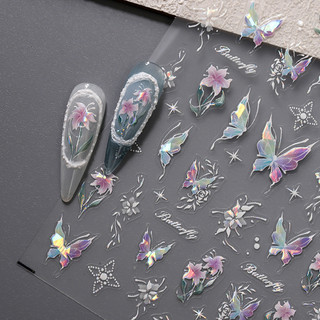  New Craft pro Kính râm dập nổi ba chiều Băng trong suốt Bướm dính Nhãn dán làm móng tay Dòng mạ vàng M-481