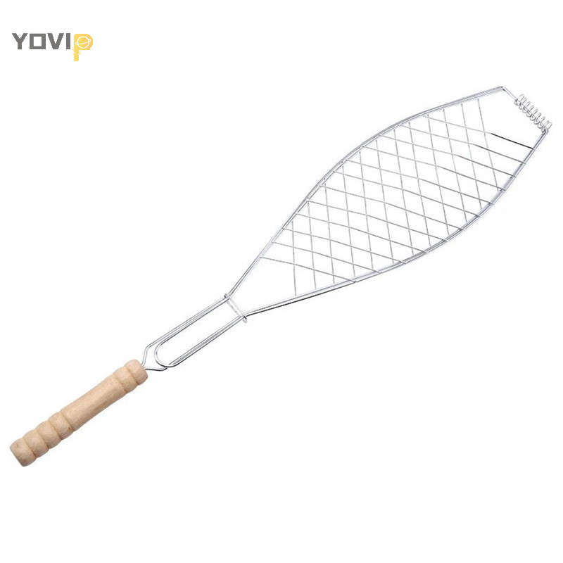 Yovip Mới Roasg Cá Nướng Giỏ Rau Có Tay Cầm Gấp DIY Linh Hoạt Không Ngoài Trời Thịt Nướng Dụng Cụ Di Động Burger Lưới VN