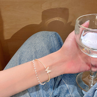 Mở Đôi Bướm Vòng Tay Tính Khí Đơn Giản Ánh Sáng Sang Trọng Cao Cấp Vòng Tay Ngọc Trai Nữ Thiết Kế Niche Vòng Tay 20010