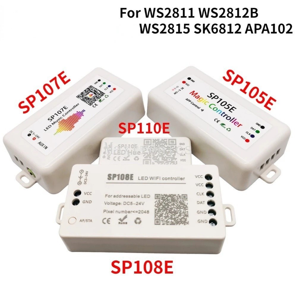 DC5V-24V WS2811 WS2812B SK6812 WS2815 Bộ điều khiển đèn LED Bluetooth SP105E SP110E WIFI SP108E SP50
