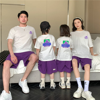 Trang phục cha mẹ và con cái / Bộ đồ mặc gia đình ngắn tay / Cotton nguyên chất