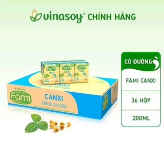  THÙNG SỮA ĐẬU NÀNH FAMI CANXI CÓ ĐƯỜNG  36 hộp-200ml  COMBO 3 THÙNG TẶNG 1 BỊCH - ĂN VẶT H2 