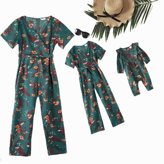 Châu Âu Mỹ Cha Mẹ-Con Quần Áo Mẹ-Con Quần Áo Liền Quần Hoa Xanh Đậm Áo Liền Quần eBay Bé Romper Romper