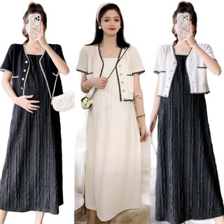 Sét bầu suông MAMADRESS THU ĐÔNG CAO CẤP sét gồm VÁY DÂY HAI LỚP KÈM ÁO REN CÚC sang chảnh mềm mại tiểu thư S17