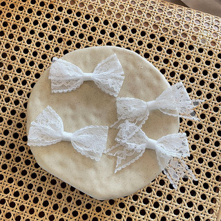 Kẹp tóc nơ trắng ren