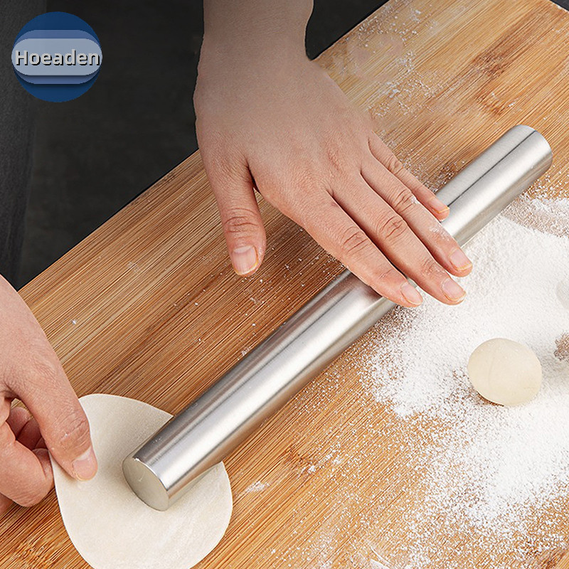 Hoeaden Thép không gỉ Cán Pin Dụng Cụ Nhà Bếp Bột Con Lăn Nướng Bánh Pizza Mì Bánh Bao Dụng Cụ Làm Không Nướng VN