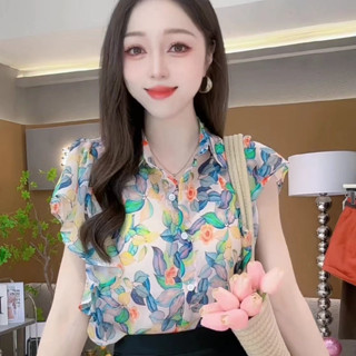Áo Sơ Mi Voan In Hình Ngọt Ngào Nữ Mùa Hè Phong Cách Mới Độc Đáo Tinh Tế Nhỏ Rời Đẹp Cao Cấp Xù Top