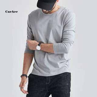 < Caracc > Áo nam màu trơn Áo sơ mi nam mùa xuân Áo thun dài tay cỡ lớn dành cho thể thao và mặc hàng ngày Phong cách đơn giản Cổ tròn dáng rộng vừa vặn Áo thun dài vừa vặn cho du lịch