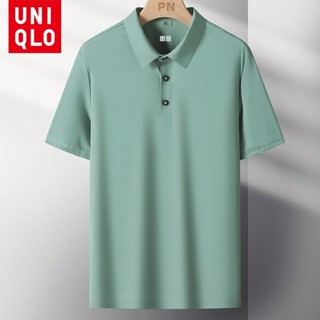 Uniqlo Áo thun nam tay ngắn giản dị đa năng thời trang M-5XL có ve áo polo áo sơ mi màu trơn