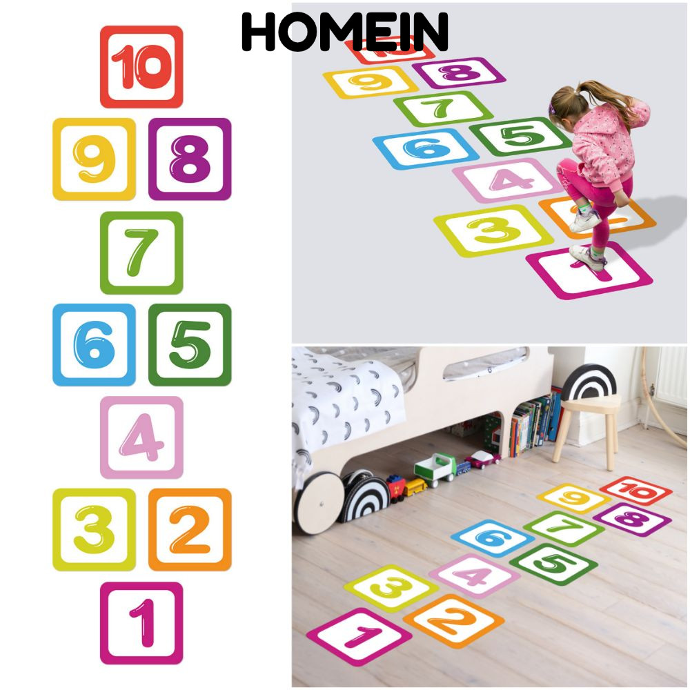 Đề can trò chơi số lưới HOMEIN, Nhãn dán sàn Hopscotch tự dính dành cho cha mẹ và con cái, 10 / 15 /