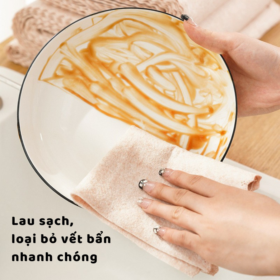 Set 10 Khăn Lau Xơ Mướp Sợi Tự Nhiên Thấm Hút Tốt, Khăn Lau Chén Dĩa Chống Dầu Mỡ, Tái Sử Dụng | BigBuy360 - bigbuy360.vn