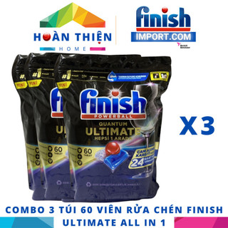Túi 60 viên rửa chén Finish Quantum Ultimate (Dành cho thị trường Đức) – Hàng cao cấp 16x tính năng dành cho máy Bosch.