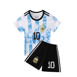 Áo đấu Messi vô địch Argentina 2022 số 10 dành cho trẻ em Quần áo tập bóng đá đồng phục bóng đá trẻ em